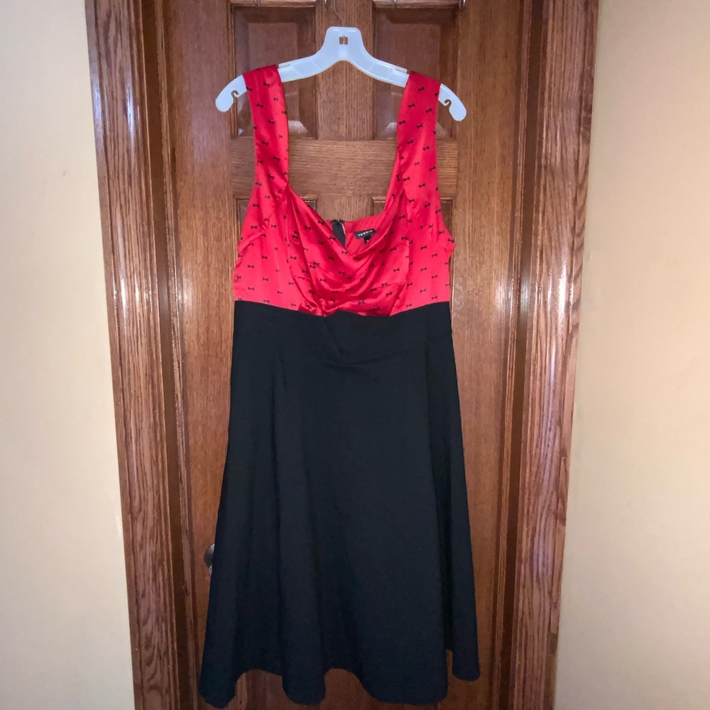 Torrid Dress Red/Black Bowtie Style Size 18 [LIKE NEW]